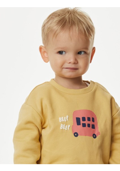 Desenli Yuvarlak Yaka Sweatshirt