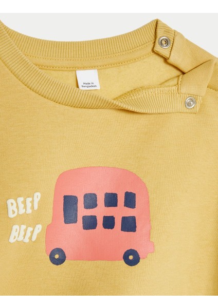 Desenli Yuvarlak Yaka Sweatshirt
