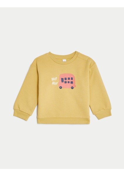 Desenli Yuvarlak Yaka Sweatshirt