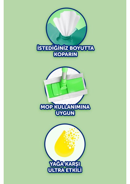 Tüm Yüzeyler Kova Islak Temizlik Mendili 300 Yaprak 2 Adet