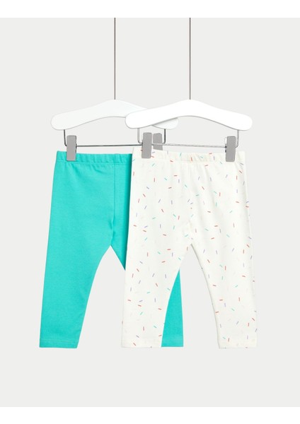 2'li Pamuklu Desenli Legging Tayt