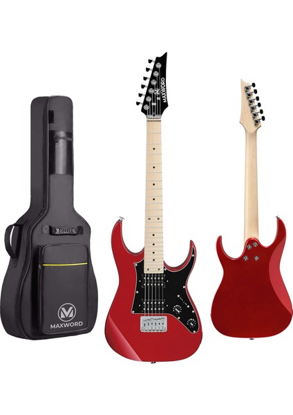 DE-150RD-50AMP Maple Klavye HH Yüksek Kaliteli 50 W Amfili Elektro Gitar Seti