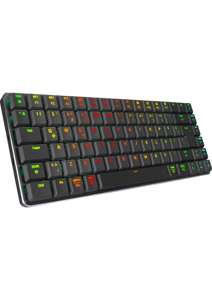 W-Granıte Siyah/gri Low Profile Red Swıtch Q Rgb 2,4 Ghz+ Bt Mekanik Gaming Oyuncu Klavye