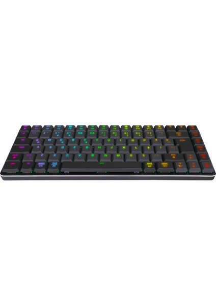 W-Granıte Siyah/gri Low Profile Blue Swıtch Q Rgb 2,4 Ghz+ Bt Mekanik Gaming Oyuncu Klavye