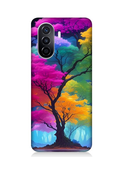 Huawei Nova Y70 Uyumlu Renkli Hayat Ağacı Desenli Silikon Kılıf