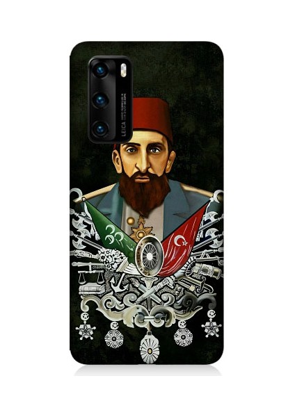 Huawei P40 Uyumlu Osmanlı 2. Abdülhamid Han Desenli Silikon Kılıf
