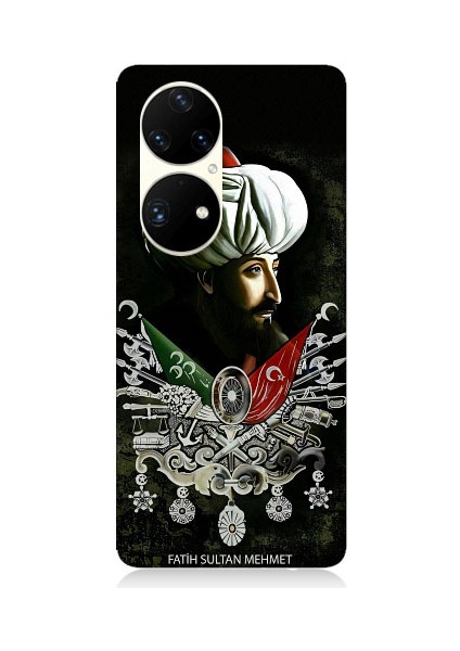 Huawei P50 Pro Uyumlu Fatih Sultan Mehmet Han Desenli Silikon Kılıf