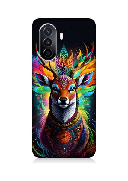 Huawei Nova Y70 Uyumlu Mistik Ala Geyik Desenli Silikon Kılıf
