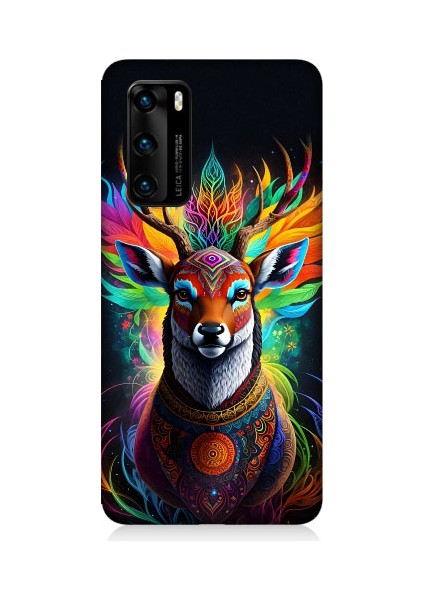 Huawei P40 Uyumlu Mistik Ala Geyik Desenli Silikon Kılıf