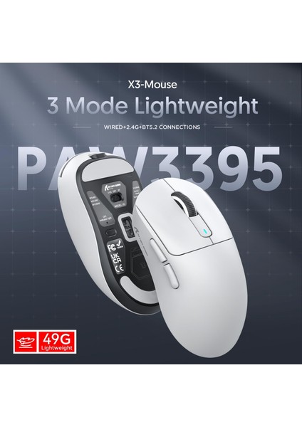 Attack Shark X3 Superlıght Kablosuz Oyuncu Mouse PAW3395 (Grıp Tape Hediyeli)