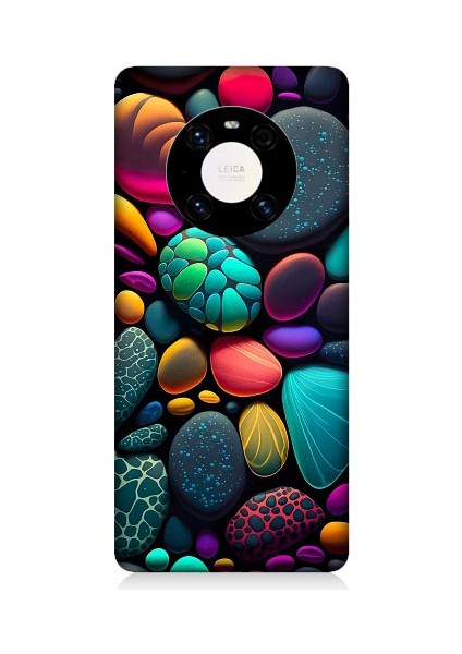 Huawei Mate 40 Pro Uyumlu Artx Kırmızı Doğa Taşlar Desenli Silikon Kılıf