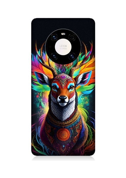 Huawei Mate 40 Pro Uyumlu Mistik Ala Geyik Desenli Silikon Kılıf