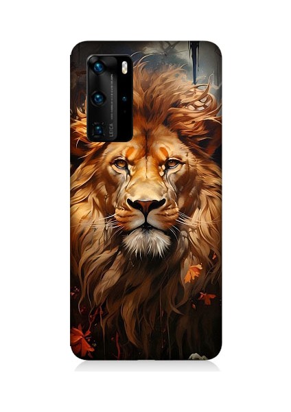 Huawei P40 Pro Uyumlu Yorgun Savaşçı Aslan Desenli Silikon Kılıf
