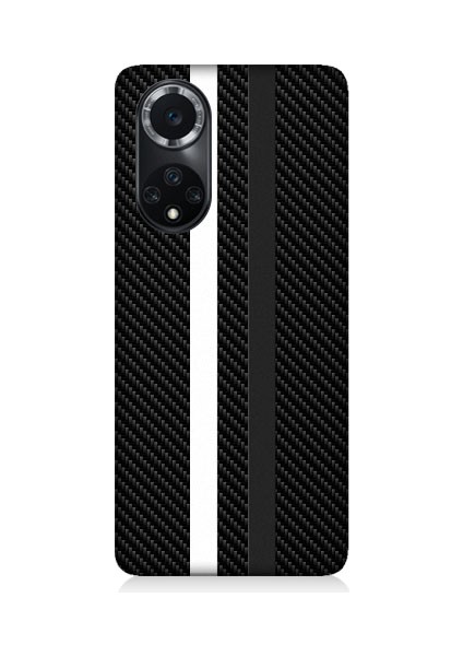 Huawei Nova 9 Uyumlu Siyah Beyaz Karbon Motif Desenli Silikon Kılıf