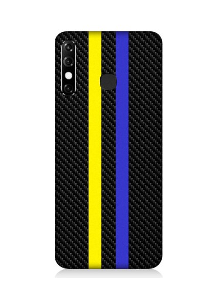 Infinix Hot 8 Sarı Lacivert Karbon Motif Desenli Silikon Kılıf