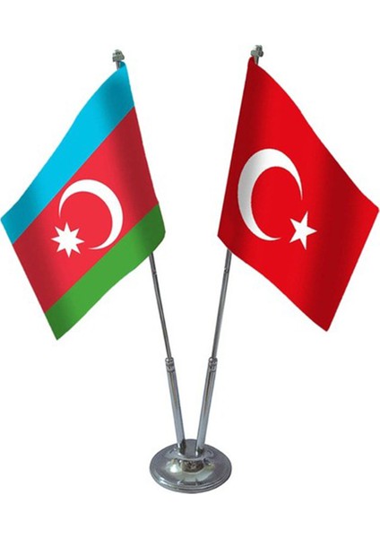 Azerbaycan Bayrağı Masa Takım 16 x 24 cm