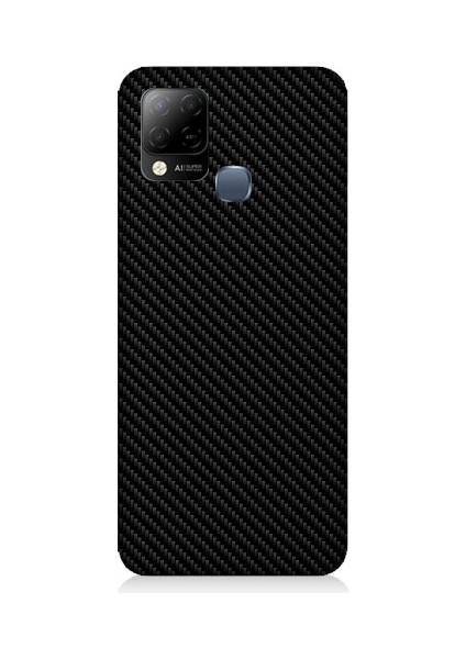 Infinix Hot 10T Uyumlu Siyah Karbon Motif Desenli Silikon Kılıf