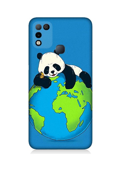 Infinix Hot 10 Play Uyumlu Yorgun Panda ve Dünya Desenli Silikon Kılıf