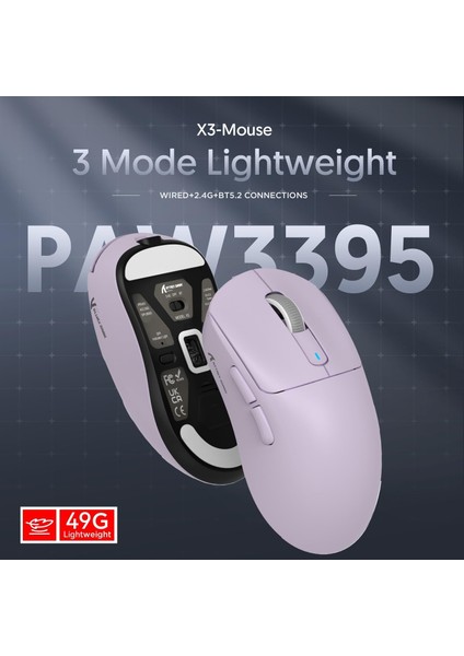 X3 Superlıght Kablosuz Oyuncu Mouse PAW3395 (Grıp Tape Hediyeli)