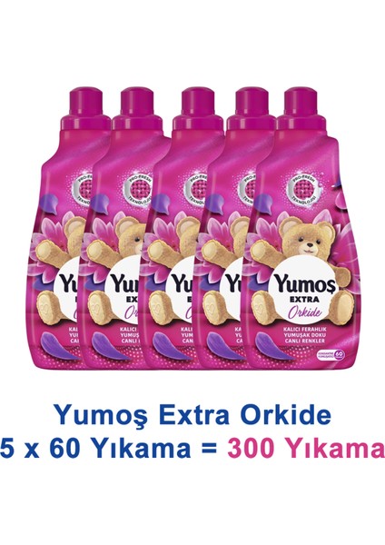 Extra Konsantre Çamaşır Yumuşatıcısı Orkide 1440 ml 60 Yıkama x 5 Adet