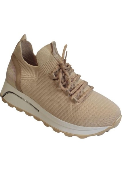 Yazkış Kadın Siyah Ten Triko Kumaş Bağcıksız Arkası Holıganlı 4cm Comfort Taban Fashıon Spor Ayakkab