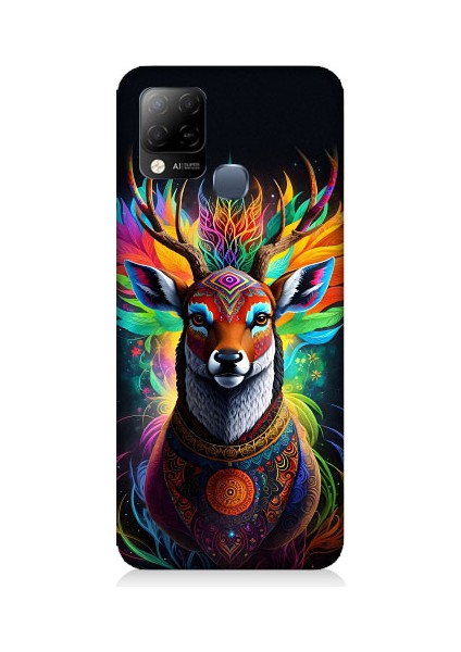 Infinix Hot 10T Uyumlu Mistik Ala Geyik Desenli Silikon Kılıf