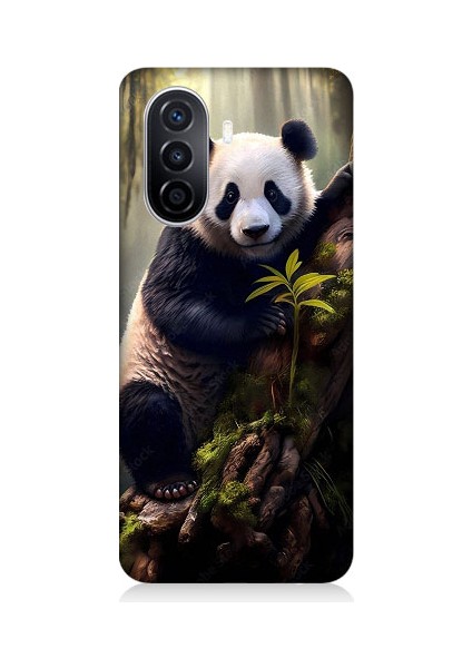 Huawei Nova Y70 Uyumlu Panda ve Ağaç Desenli Silikon Kılıf