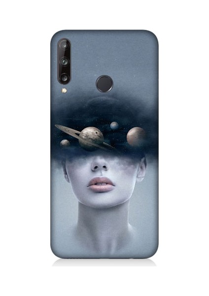 Huawei P40 Lite E Uyumlu Kadın ve Evren Desenli Silikon Kılıf