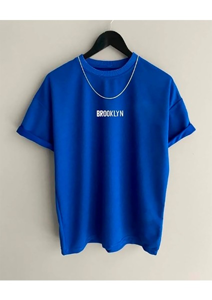 Brooklyn Baskılı Bisiklet Yaka T-Shirt modelleri