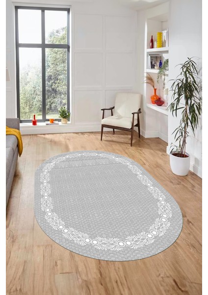 Modern Jüt Desenli Dijital Kaymaz Yıkanabilir Oval Yolluk Koridor Salon Halısı, O-Jüt-14-Gri, fiyatları