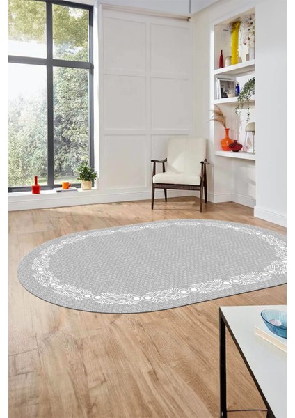 Modern Jüt Desenli Dijital Kaymaz Yıkanabilir Oval Yolluk Koridor Salon Halısı, O-Jüt-14-Gri, modelleri