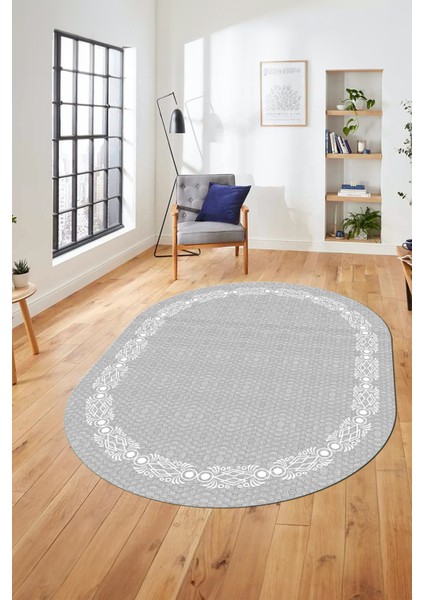 Modern Jüt Desenli Dijital Kaymaz Yıkanabilir Oval Yolluk Koridor Salon Halısı, O-Jüt-14-Gri, fırsatları