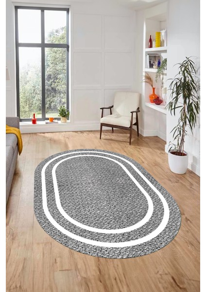 Jüt-Hasır Desen Dijital Baskı Kaymaz Yıkanabilir Oval Yolluk Koridor Salon Halısı, O-Jüt-12-Gri, modelleri