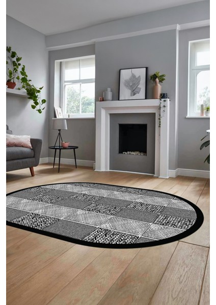 Dijital Kaymaz Yıkanabilir Jüt-Hasır Desenli Oval Mutfak Yolluk Salon Halısı, O-Jüt-02-Gri, fırsatları