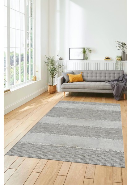 Jüt-Hasır Desenli Dijital Kaymaz Yıkanabilir Modern Yolluk Koridor Salon Halısı, Jüt-13-Gri,