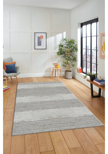 Jüt-Hasır Desenli Dijital Kaymaz Yıkanabilir Modern Yolluk Koridor Salon Halısı, Jüt-13-Gri,