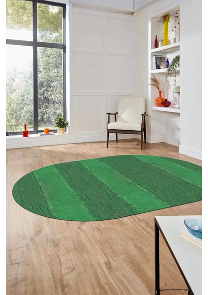 Jüt Desenli Dijital Kaymaz Yıkanabilir Modern Oval Yolluk Koridor Salon Halısı, O-Jüt-13-Yeşil, modelleri