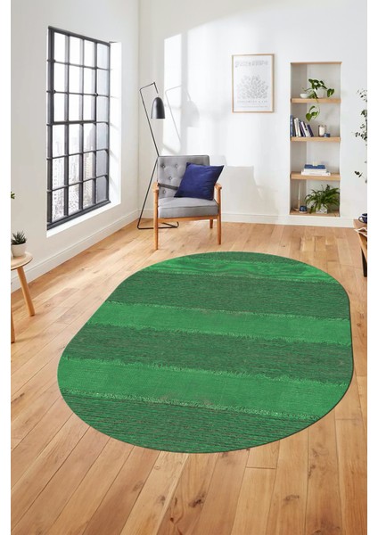 Jüt Desenli Dijital Kaymaz Yıkanabilir Modern Oval Yolluk Koridor Salon Halısı, O-Jüt-13-Yeşil, fırsatları