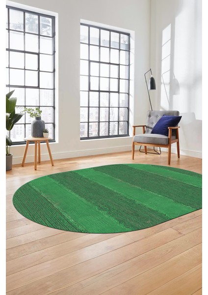 Jüt Desenli Dijital Kaymaz Yıkanabilir Modern Oval Yolluk Koridor Salon Halısı, O-Jüt-13-Yeşil, indirimleri