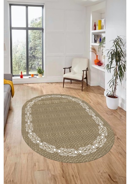 Modern Jüt Desenli Dijital Kaymaz Yıkanabilir Oval Yolluk Koridor Salon Halısı, O-Jüt-14-Vizon, fiyatları