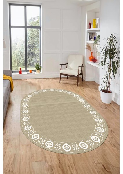 Jüt-Hasır Desen Dijital Kaymaz Yıkanabilir Oval Yolluk Koridor Salon Halısı, O-Jüt-15-Krem, fiyatları