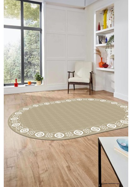 Jüt-Hasır Desen Dijital Kaymaz Yıkanabilir Oval Yolluk Koridor Salon Halısı, O-Jüt-15-Krem, modelleri