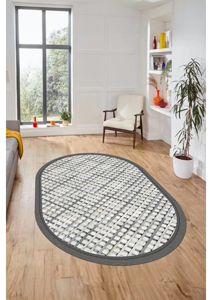 Şık Jüt-Hasır Desen Dijital Kaymaz Yıkanabilir Oval Yolluk Koridor Salon Halısı, O-Jüt-16-Gri, fiyatları