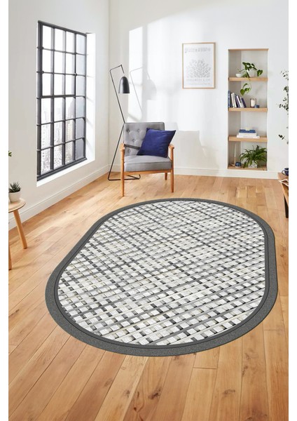 Şık Jüt-Hasır Desen Dijital Kaymaz Yıkanabilir Oval Yolluk Koridor Salon Halısı, O-Jüt-16-Gri, fırsatları