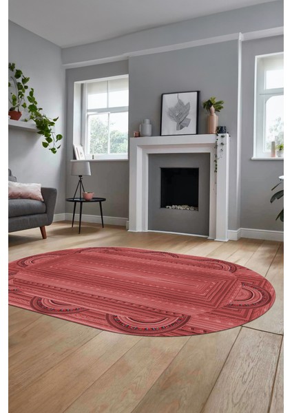 Dijital Kaymaz Yıkanabilir Modern Jüt-Hasır Desen Oval Mutfak Yolluk Salon Halısı, O-Jüt-08-Kırmızı, fiyatları