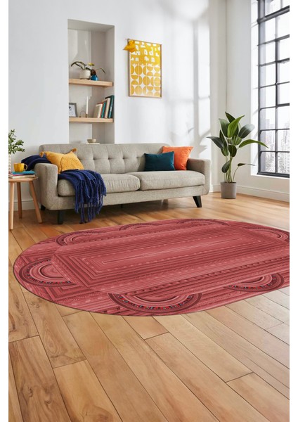 Dijital Kaymaz Yıkanabilir Modern Jüt-Hasır Desen Oval Mutfak Yolluk Salon Halısı, O-Jüt-08-Kırmızı, fırsatları
