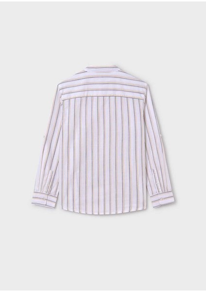 Yazlık Erkek Uzun Kol Çizgili Gömlek - Ekru modelleri