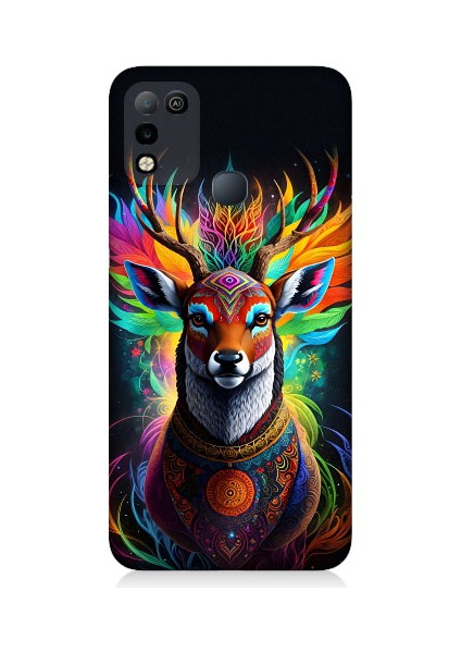 Infinix Hot 10 Play Uyumlu Mistik Ala Geyik Desenli Silikon Kılıf