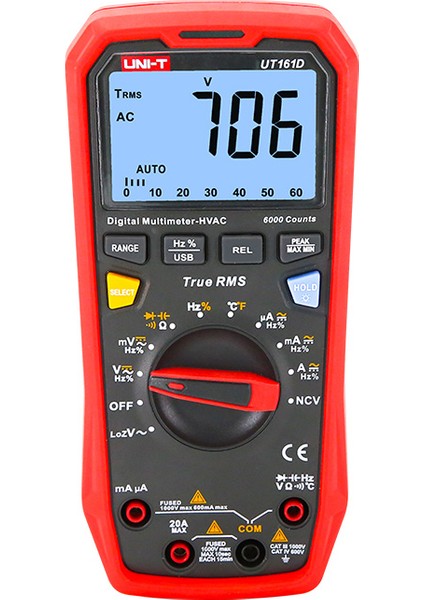 UT161D Serisi 1000V True Rms Dijital Multimetreac/dc 10000V 10A