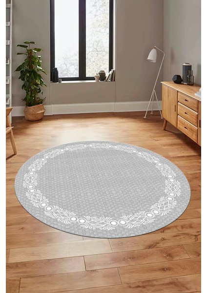 Modern Jüt-Hasır Desenli Dijital Kaymaz Yıkanabilir Yuvarlak Salon Halısı, Y-Jüt-14-Gri, fiyatları